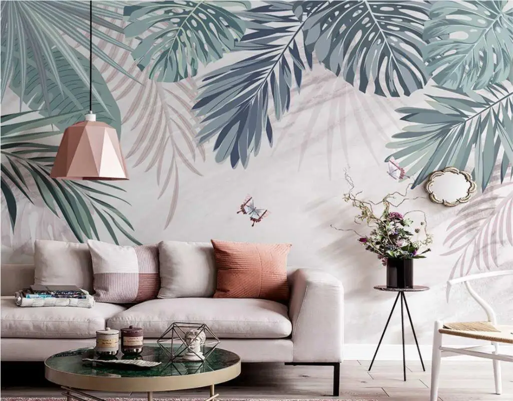 

AINYOOUSEM Nordic hand painted plant jungle background wall papier peint papel de parede wallpaper 3d wallpaper stickers