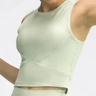 Женский укороченный топ Nepoagym PULSE, Удлиненный топ без рукавов со встроенным бюстгальтером, с высокой горловиной, для занятий фитнесом, йогой