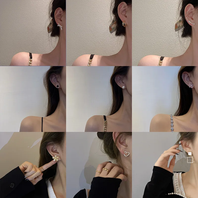 

S925 Silver Needle Trend Korean New Design Fashion Jewelry Geometric Earrings Pearl earrings Party Earrings for women gift