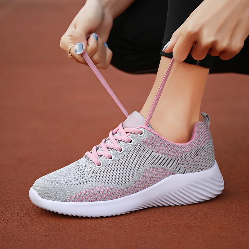 

Women Sneakers Vulcanize Shoes Flats Ladies Woman Lace-Up Mesh Light Breathable Casual Shoes