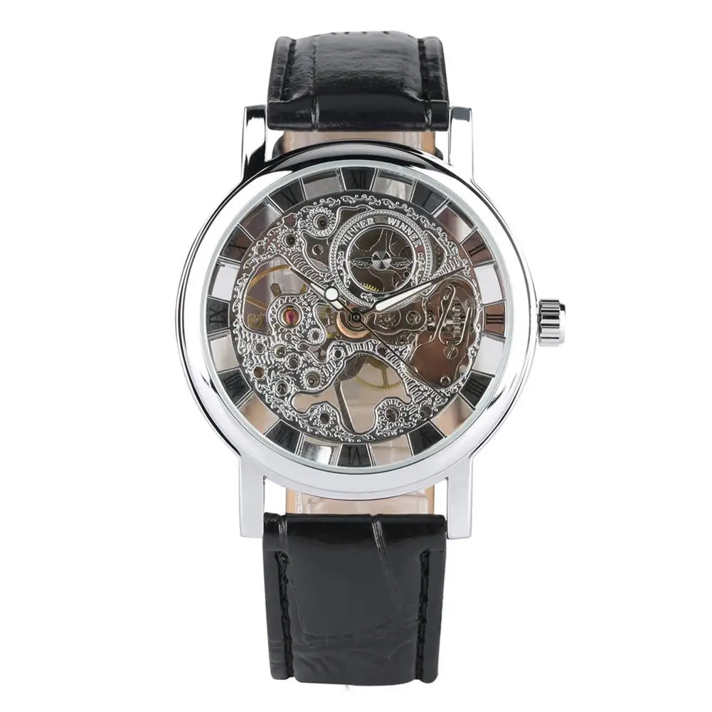 Роскошные Мужские автоматические механические часы сплав Скелетон наручные