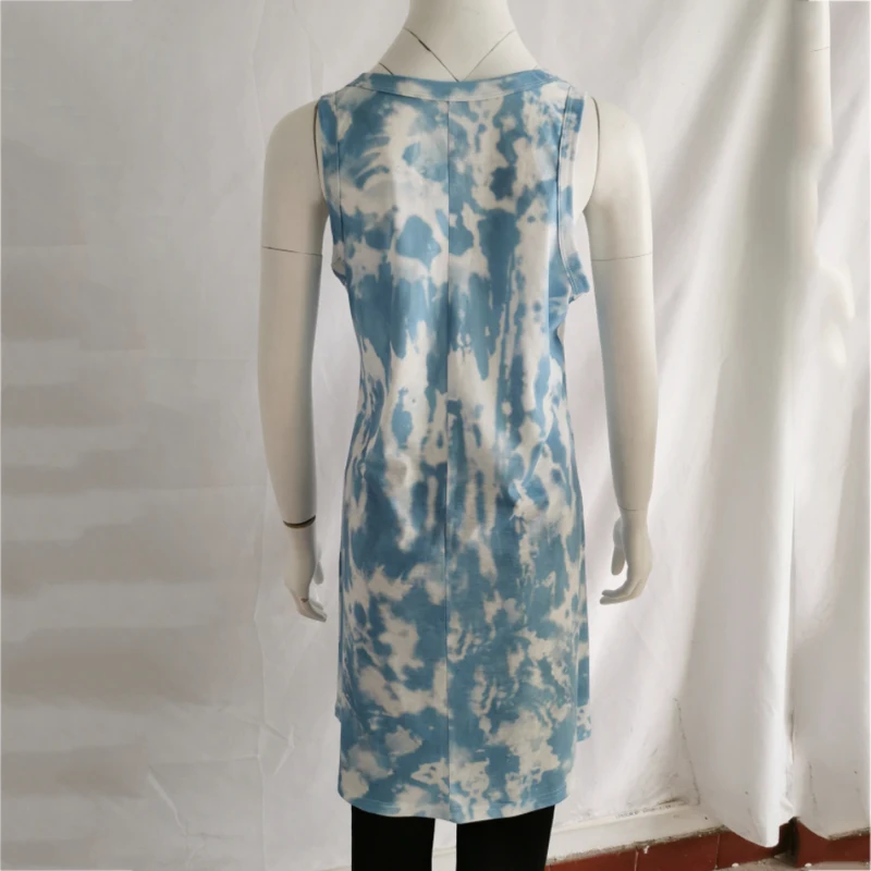 

2020 new summer women's tie-dye printed round neck loose casual dress