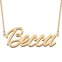 becca name necklace for women stainless steel jewelry 18k gold plated nameplate pendant femme mother girlfriend gift