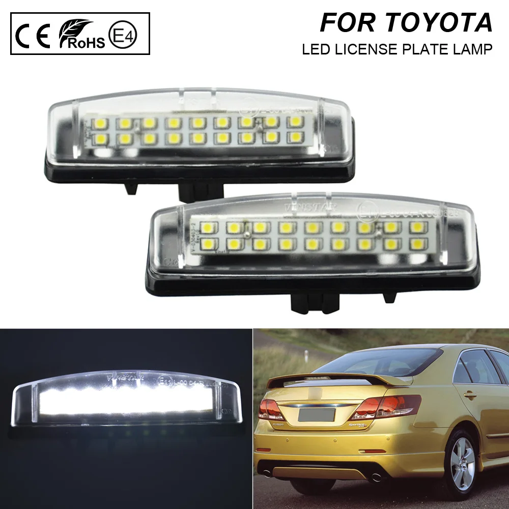 

2Pcs LED Number License Plate Light Lamp For Toyota Camry Aurion Avensis Prius Yaris SportsVan Echo Venza Ipsum Picnic Celsior