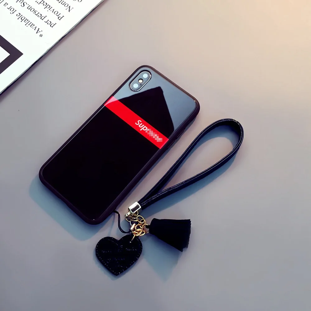 Роскошный чехол из закаленного стекла для samsung Galaxy S8, S9, S10 Plus, с кисточками и ремешком, чехол с сердечком для samsung S8, S9, S10 Lite, Note 8, 9 - Цвет: HDHZ