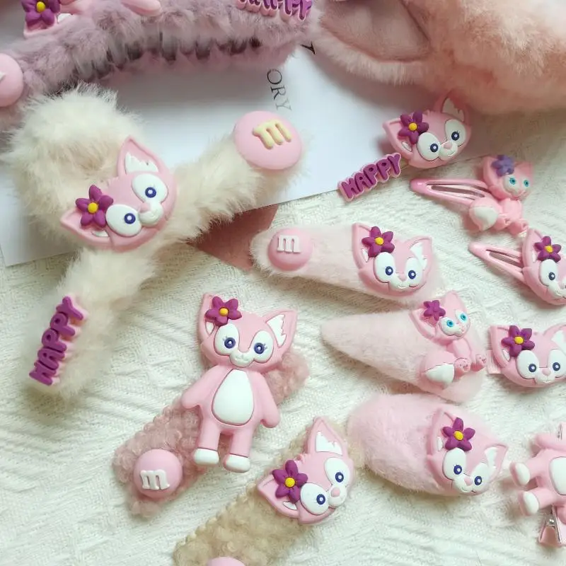 2021 Кавай Кос Линабелл Повязка с ушками Лисы Даффи Девочки Плюшевый Резинка для волос Маленький Бант Захватывающая резинка для волос Коллекция Розовая Шанхайская Курортная