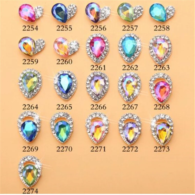 

JUY[M224] 10pcs Nail Jewelry AB Colorful Blu-ray Magic Diamond Drip Heterosexual Diamond Japanese Alloy Nail Sticker Rhinestone