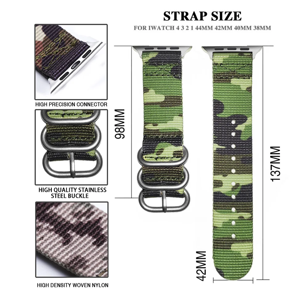 Хит продаж нейлоновый ремешок для часов Apple Watch серии 5 4 3 2 1 спортивный браслет 42