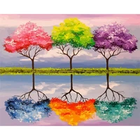 gatyztory 60x75cm diy frame painting by numbers colorful trees landscape picture by number handmade unique gifts home decoration