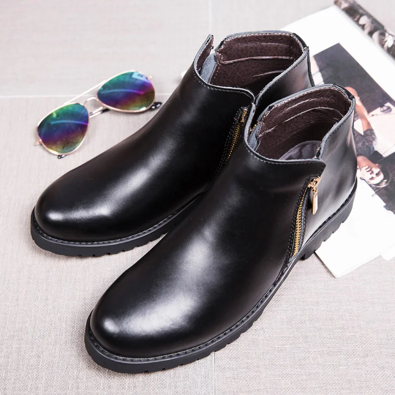 Роскошная брендовая зимняя обувь мужские мотоциклетные ботинки уличные теплые