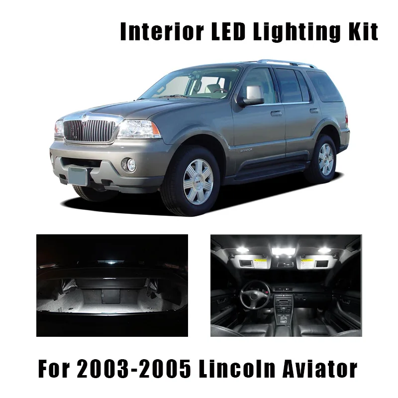 14pcs No Error White Canbus LED Car Interior Bulbs Kit For 2003 2004 2005 Lincoln Aviator LED Interior Map Dome Cargo Lights