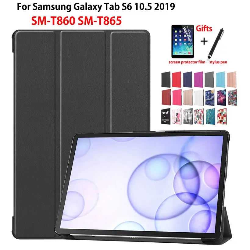 

Чехол для Samsung Galaxy Tab S6 10,5 SM-T860 2019 дюйма, умный чехол, тонкий защитный чехол-подставка для планшета + подарок