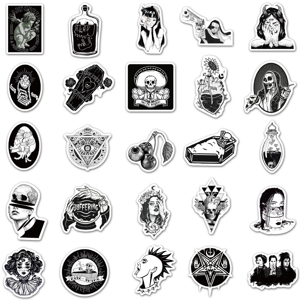 10/30/50pcs Gothic Style Horror Devil Witch Graffiti Stickers Decals Skateboard Travel Luggage Car Guitar Laptop DIY Toy Sticker - купить по