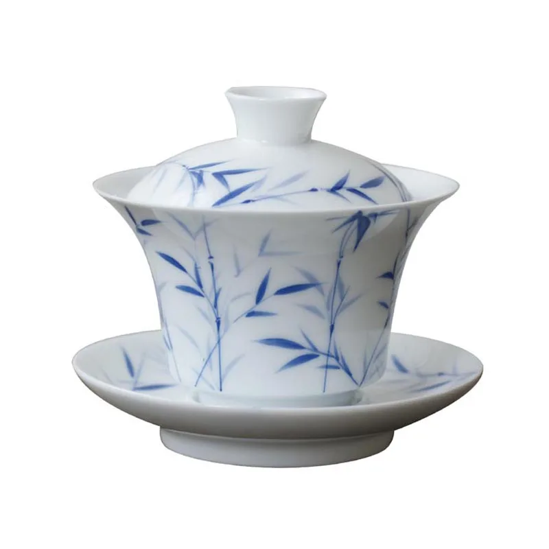 Керамическая чаша для чая Цзиндэчжэнь 150 мл ручная роспись бамбуковый узор