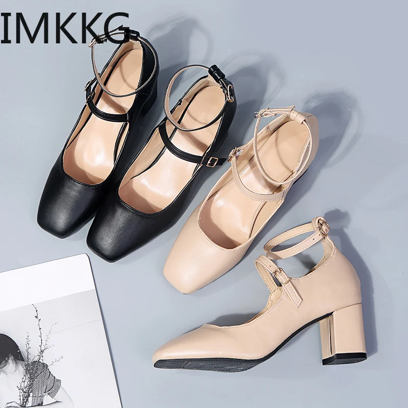 Женские туфли лодочки из искусственной кожи женские на Высоком толстом каблуке в