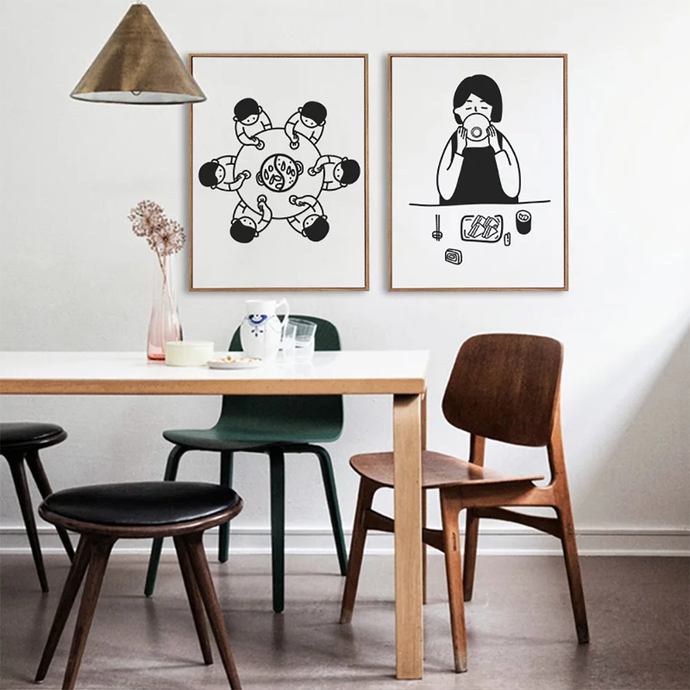 Современная черно-белая Картина на холсте с рисунками животных Кот мальчик и