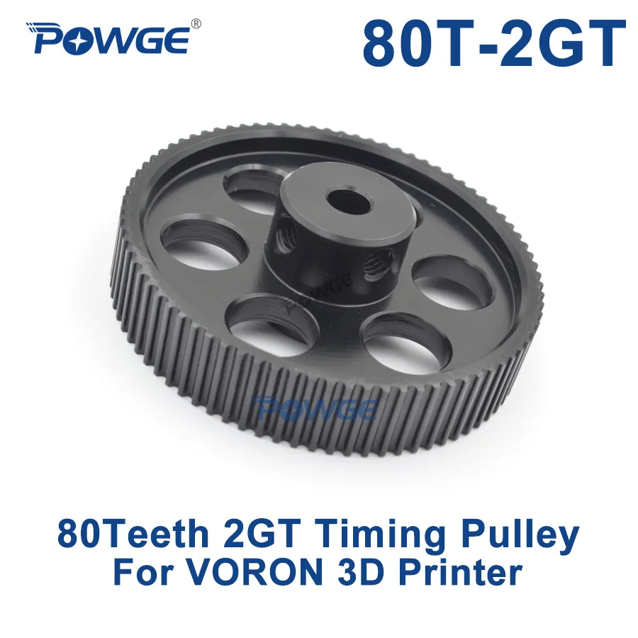 POWGE VORON DESIGN 80 зубьев 2MGT 2GT зубчатый шкив с отверстием 5 мм для GT2 2 м открытая