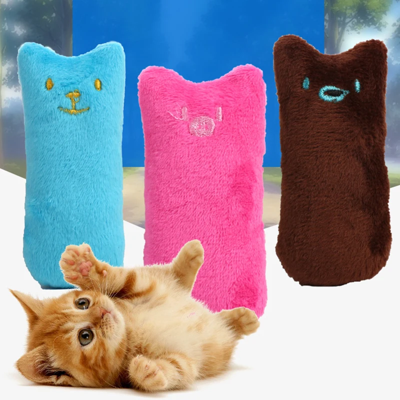 VZZ Teeth Grinding Catnip Toys Funny Interactive Plush Cat Toy Pet Kitten Chewing Vocal Claws Thumb Bite mint For Cats | Дом и сад