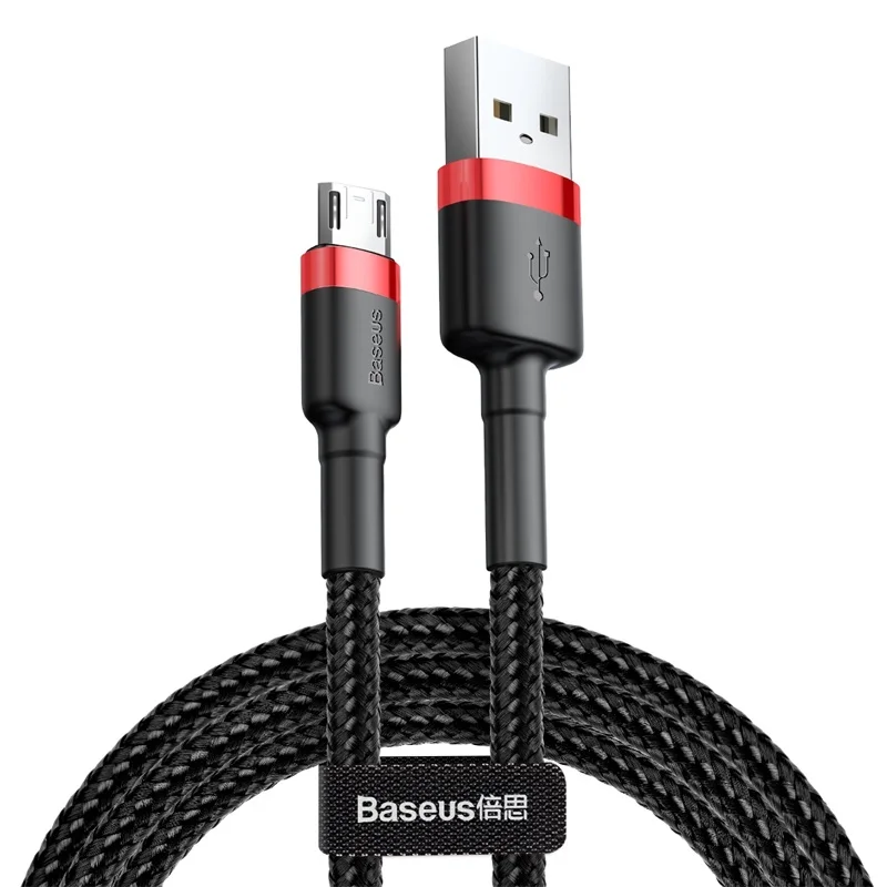 Red and Black Baseus 2.4A Micro USB кабель для быстрой зарядки USB кабель для передачи данных для samsung S7 Xiaomi Redmi Note 5 8 все микро-usb для устройств на аndroid зарядный провод кабель micro usb зарядное устройство for Micro - Цвет: Red and Black