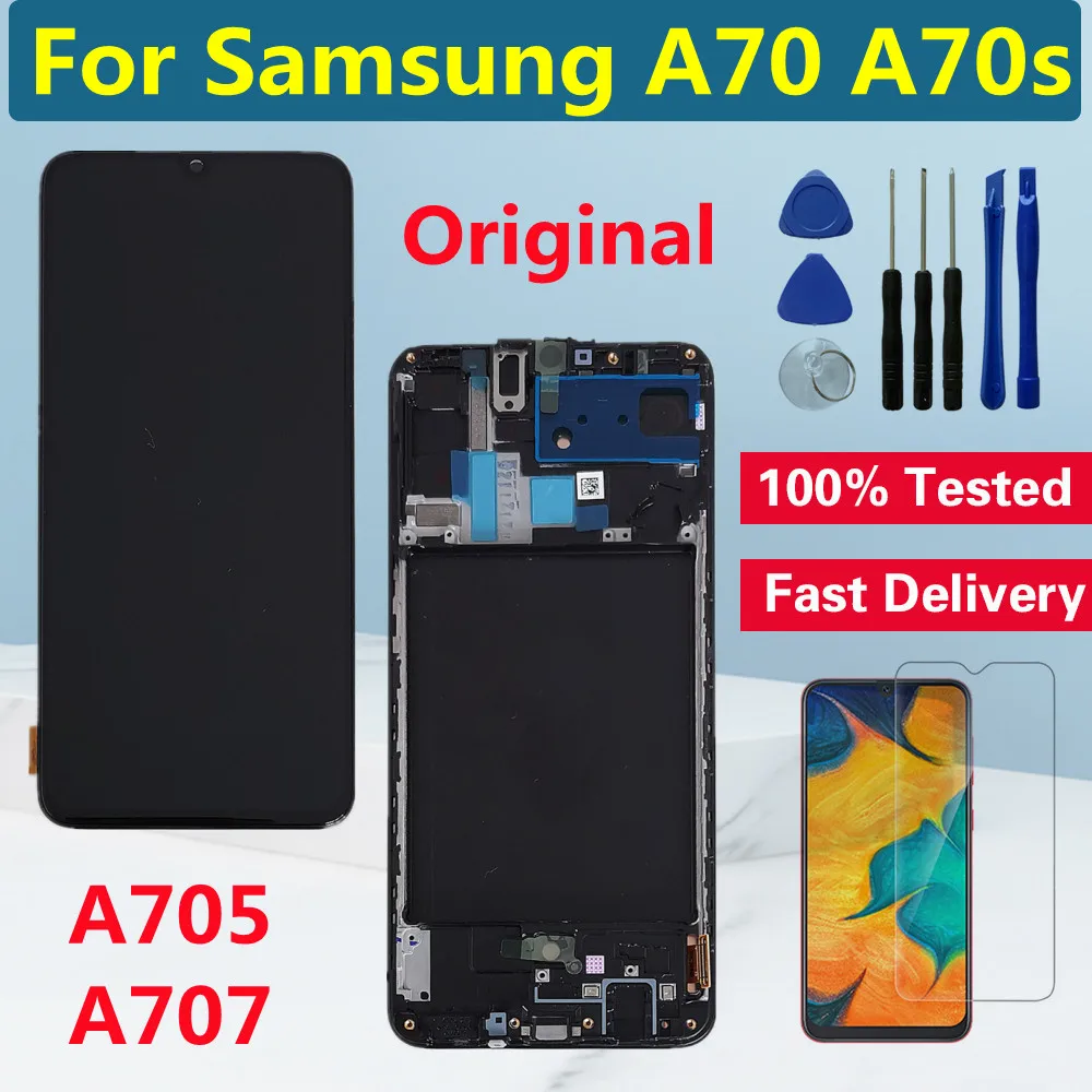 6 7 &quotоригинальный AMOLED для Samsung Galaxy A70 A70s ЖК дисплей рамка сенсорный дигитайзер A705