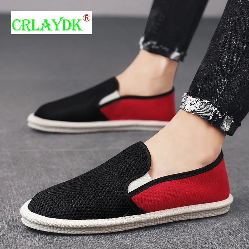 

Туфли CRLAYDK мужские легкие, мягкие лоферы, без застежки, Повседневная летняя дышащая обувь, Горох, для вождения