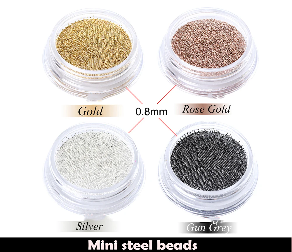 1 коробка Сталь шары мини металлические бусины Смешанные 2 размера 0 8 мм и