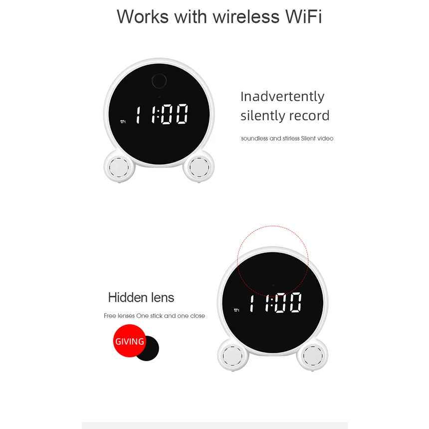 

Hebeiros Tuya Mini Battery Camera 1080P Motion Detection Hidden Alarm Clock Wireless Sureveillance IP Wifi Camera Night Vision