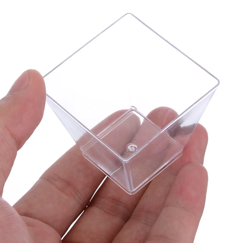 10Pcs Disposable Hard Plastic Transparent Gold Powder Mousses Dessert Appetizers Cup Spoons Lids Wedding Party Food Holder | Дом и сад