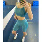 Комплект Спортивный женский из 2 предметов, шорты и спортивный бюстгальтер, леггинсы для бега и фитнеса, A011BS