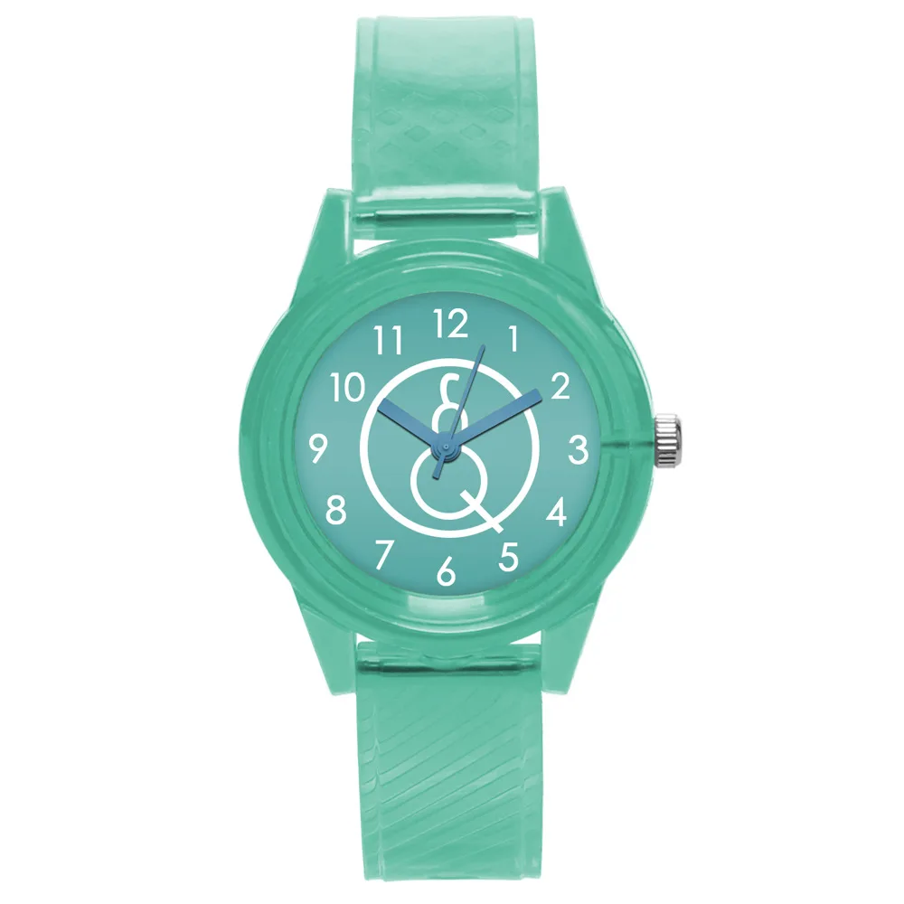 green Милые детские часы мультфильм ремни из ПВХ детские часы девочки мальчик розовый Reloj Enfant Ceasuir ученик платье Saats - Цвет: green
