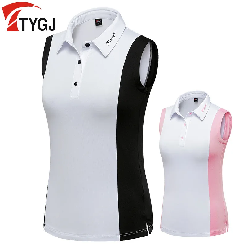 Pgm Женская Спортивная одежда для гольфа майка с воротником стойкой без рукавов