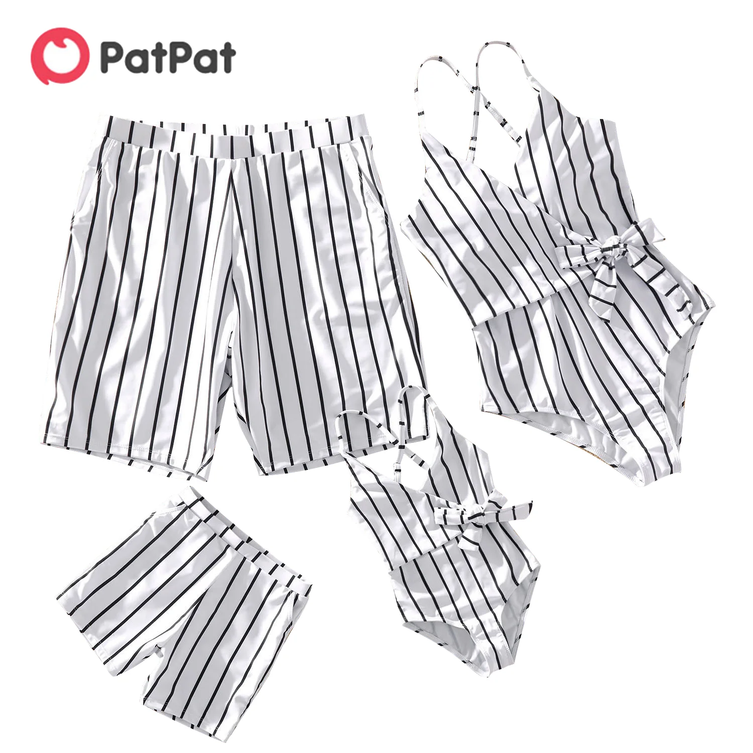 

PatPat 2021 New Summer Striped Print Matching Swimsuits for Family