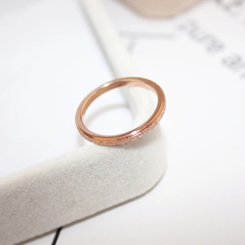 

Trendy Stainless Steel Frosted Tail Rings for Women 3 Colors Personality Ins Couple Simple Index Finger Party Jewelry