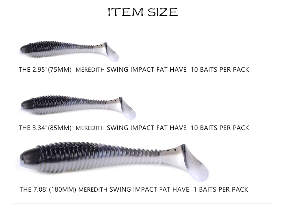 Рыболовные приманки MEREDITH, FAT Swing Impact Swimbait 85 мм/5,5 г, 10 шт./лот, мягкие приманки, мягкие приманки для рыбалки, приманки для окуня