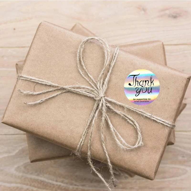 

900A 500pcs Thank You for supporting My Small Business Stickers Rainbow Seal Labels Handmade Sticker for Candy Gift Box