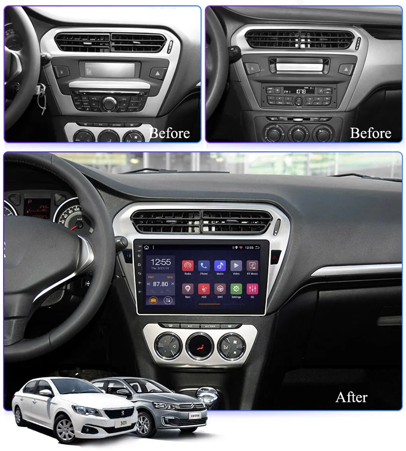9 дюймов IPS + 2.5D 8 ядер Android 1 2 32G автомобильный DVD GPS навигация для Peugeot 301 Citroen elysee 2014