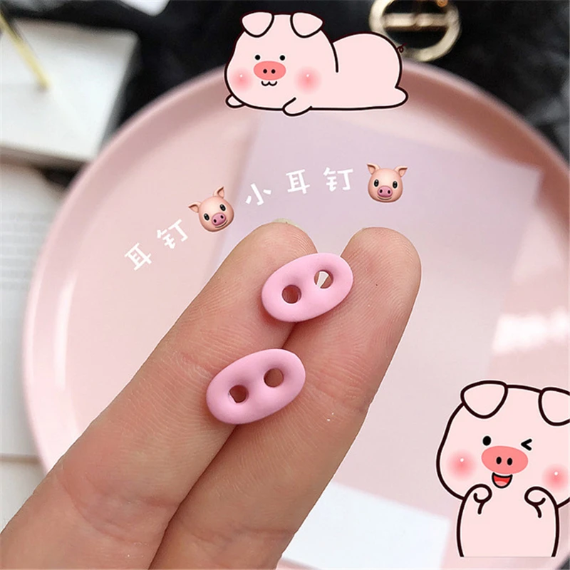 Милые корейские серьги для носа с милой Свинкой маленькие из сплава розового