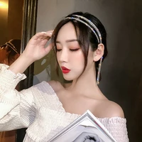 bling bling rhinestone hairbands for women long tassel bow bands korean designer headband wedding hair band accessories gifts
