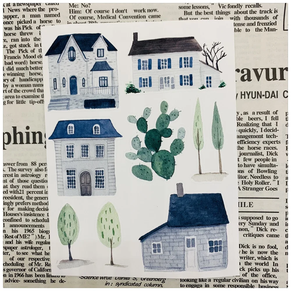 

40Pcs/Bag Hand Draw Building Architecture Sticker DIY Craft Scrapbooking Album Junk Journal Planner Decorative Stickers