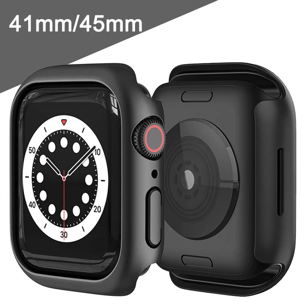 

Cover For Apple Watch Case 6 se 5 4 3 44mm 40mm 42mm 38mm Accessories PC Screen Protector bumper iWatch series 7 41mm 45mm Case