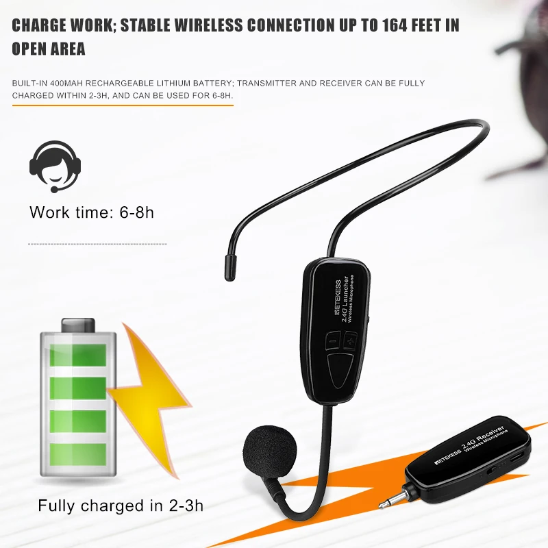 Retekess 5 шт. TT123 2 4G беспроводной микрофон с головным креплением передатчик