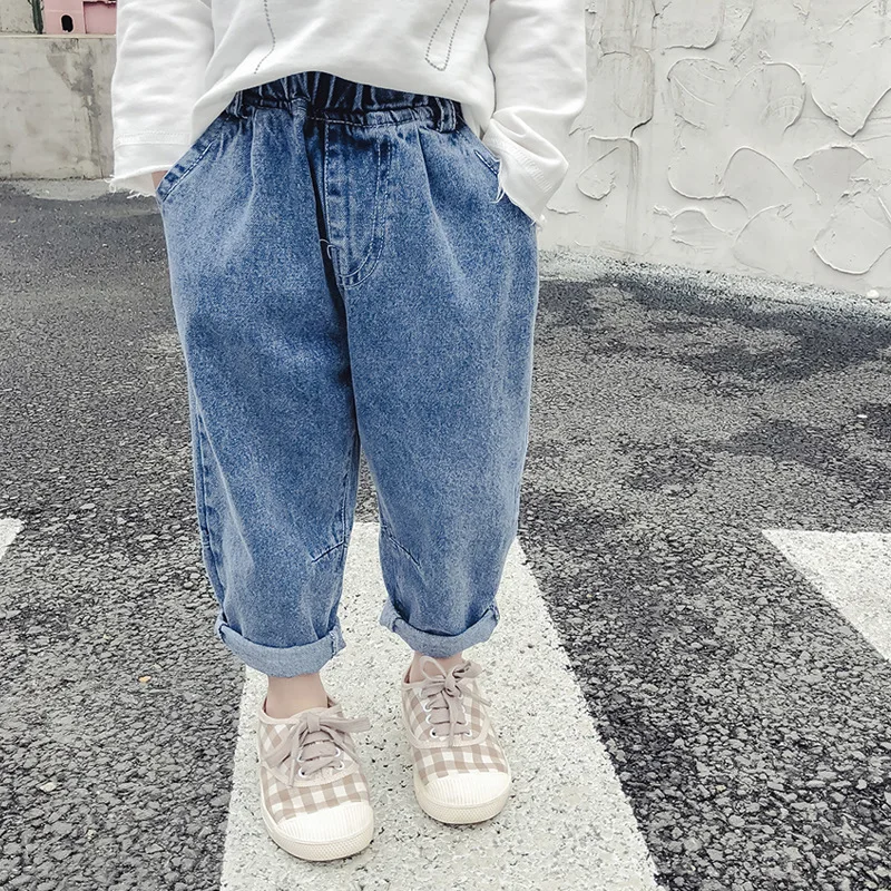 Весенне осенний Тренч с капюшоном для девочек Джинсы дырами джинсы эластичной