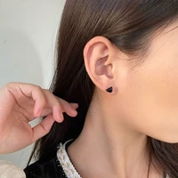 s925 needle simply design triangle earrings delicate small style metal silvery plating black stud earring for women jewelry