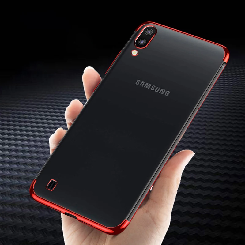 Роскошный защитный чехол для телефона, чехол с покрытием для samsung A50 A20 A10 A30 A40 M10 M20 A20e A70, мягкий силиконовый прозрачный чехол - Цвет: Красный