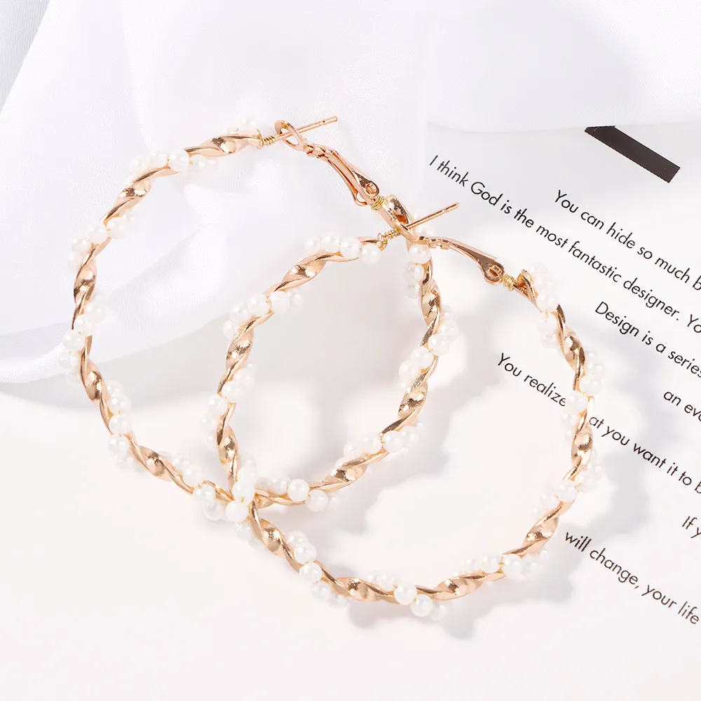 Серьги-кольца женские в стиле панк с искусственным жемчугом | Украшения и