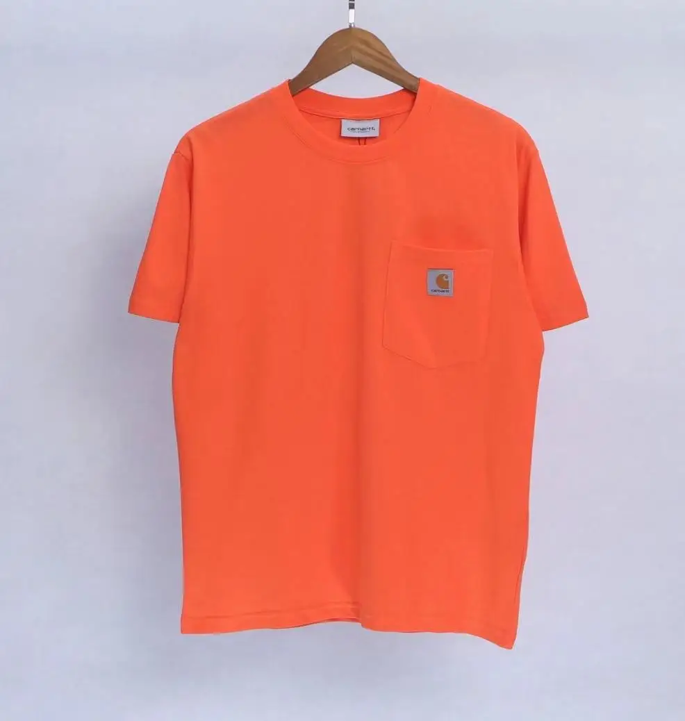 

Summer youth fashionable carhartts pure color cotton T-shirt joker tooling wind loose women and men with short sleeves