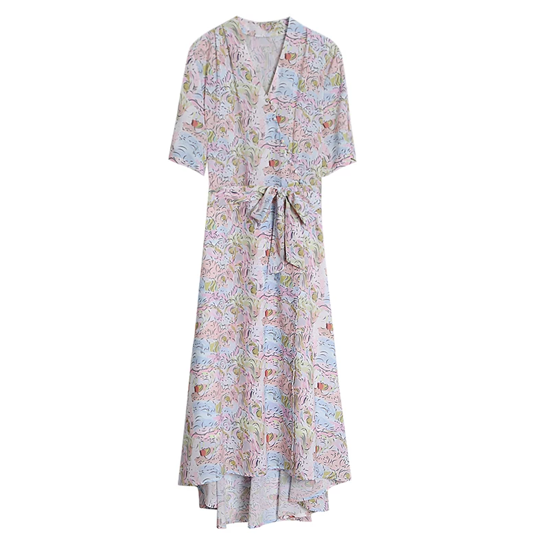 

2021 Summer Orange Chiffon Beach Vacation Maxi Dress Elegant Vintage Runway Print Dresses Elegant Women Bodycon Party Vestidos