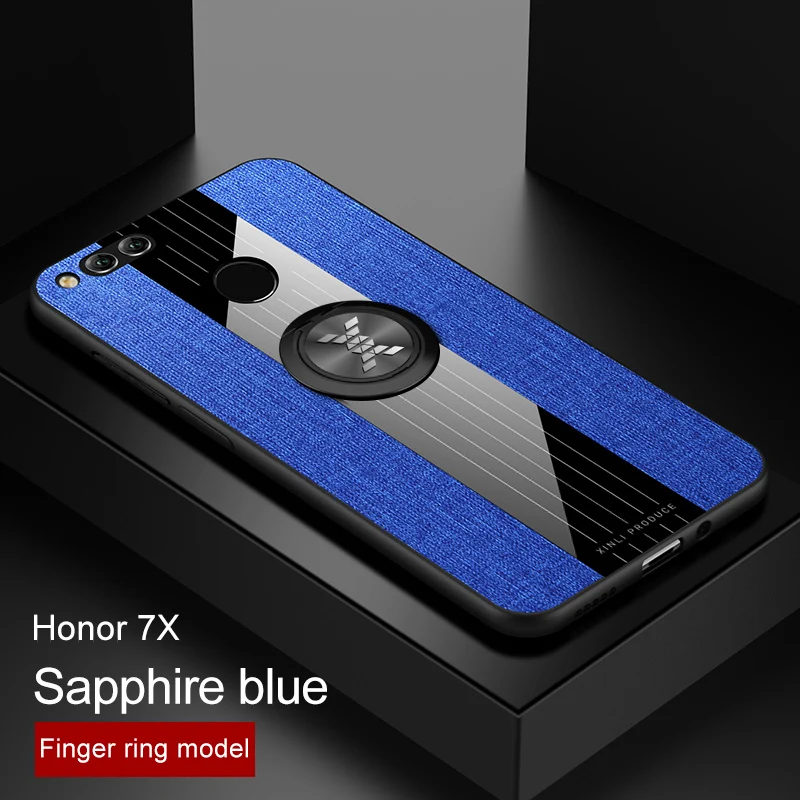 Для huawei honor 8X 7X 6X чехол Роскошный Жесткий тканевый с кольцом магнитный штатив тонкий защитный чехол для huawei honor 8X max honor 7x