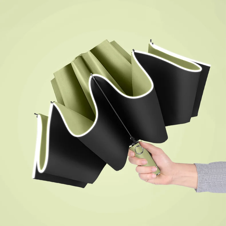 

LED Reverse Uv Protection Umbrella 3 Folding Reflective Large Women Outdoor Portable Travel Umbrella Waterproof Rain Gear DA60YS