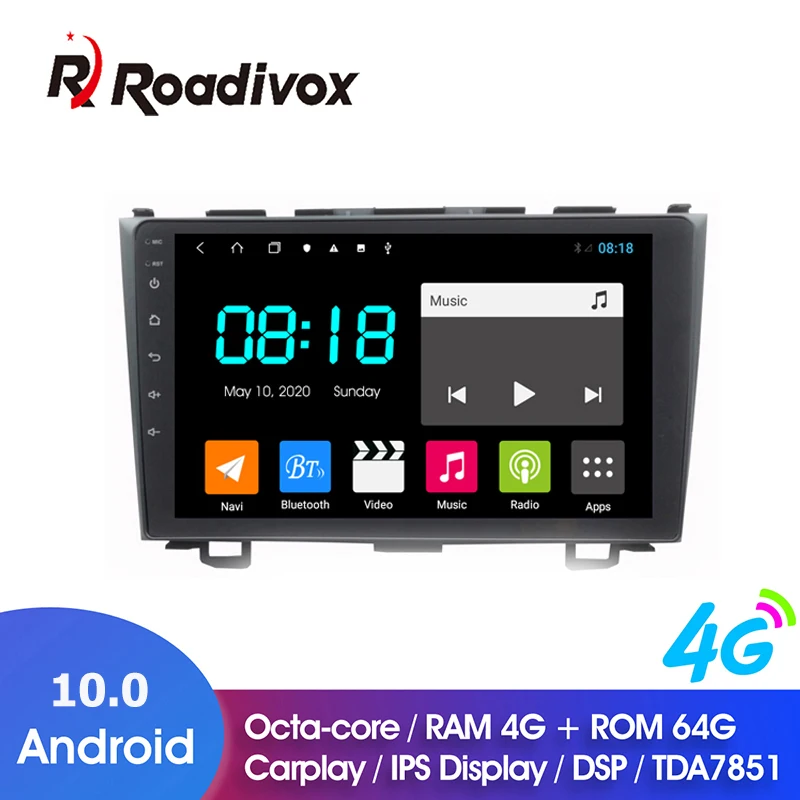 9 &quotAndroid 10 0 ОЗУ 4 Гб ПЗУ 64 ГБ для Honda CRV 2007 2011 Автомобильный Dvd Gps навигатор Радио